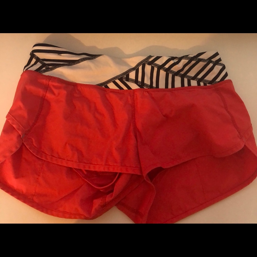 red lululemon shorts
